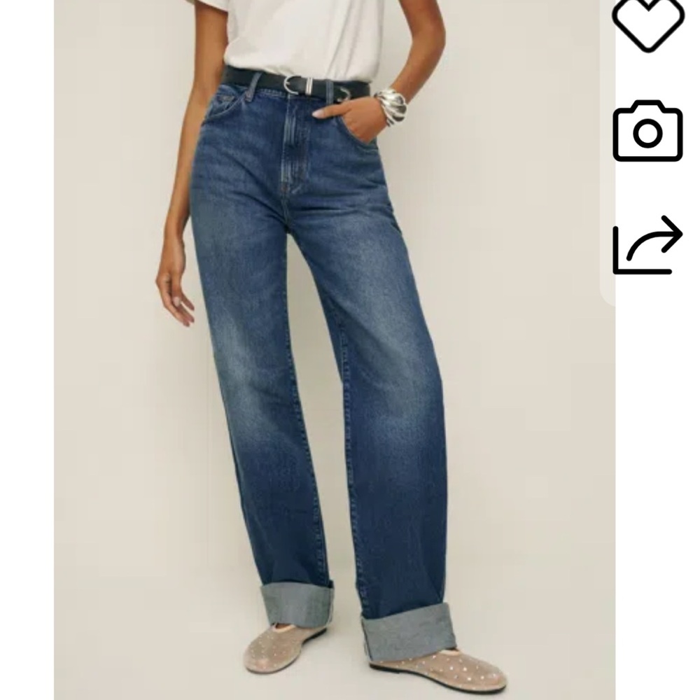 Reformation VAL 90S MID RISE STRAIGHT JEANS IN DONNER CUFFED- 27